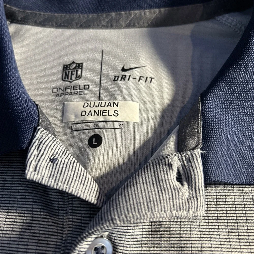 New England Patriots Nike On field Apparel Dri-Fit 2 Button Shirt Men's Large